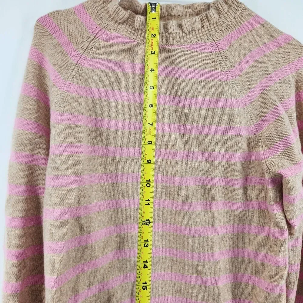 BNWT Boden Women's Small Camel Pink Stripe Fae Fair Isle Frilled Sweater - Picture 5 of 7